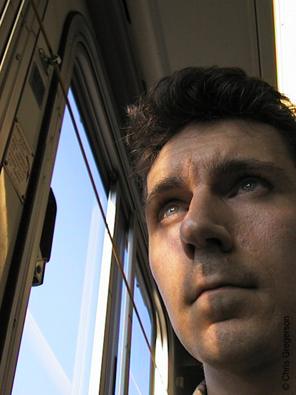 Photo of Man on the City Bus Looking out the Window(1367)