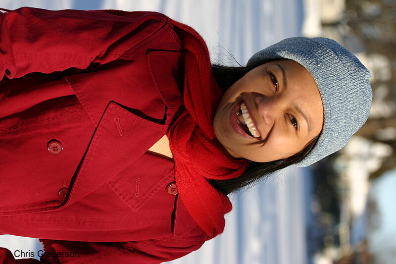 Photo of Young Woman Laughing in Winter(5064)