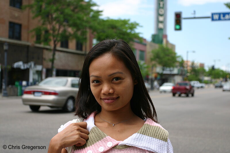Photo of Young Woman at Uptown Intersection(7626)