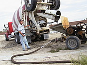 Marc Dumping Cement from his Mixer