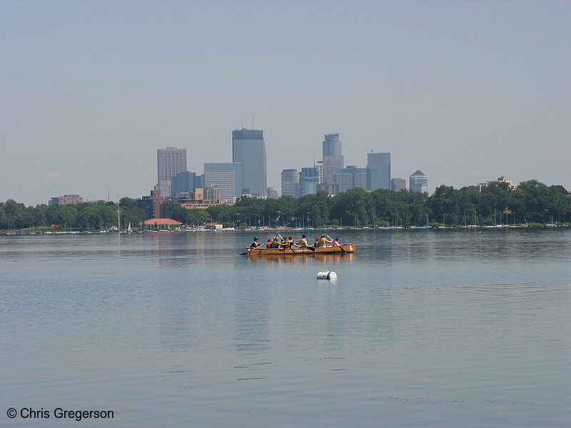 Photo of Canoe on Lake Calhoun and Skyline(2199)