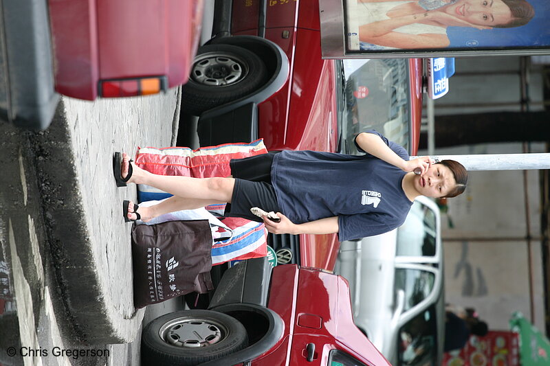 Photo of Woman Talking on Cell Phone, Shenzhen, China(3234)