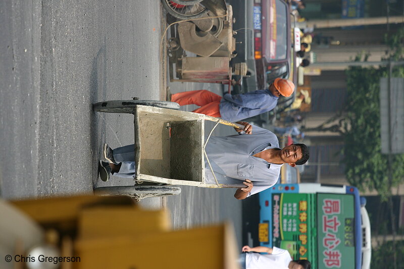Photo of Road Worker with Wheelbarrow(3422)