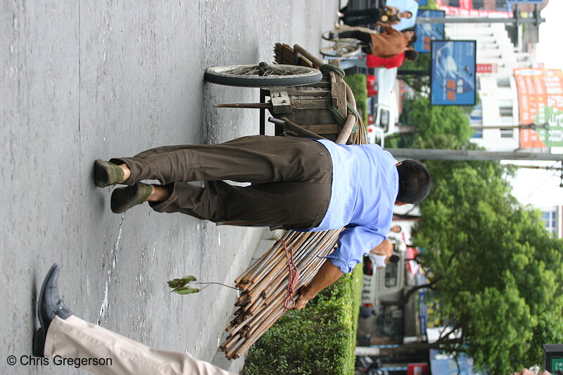 Photo of Worker Hauling Metal Rods(3442)