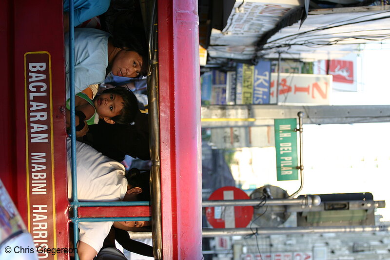 Photo of Jeepney and Passengers on Manila Street(4574)