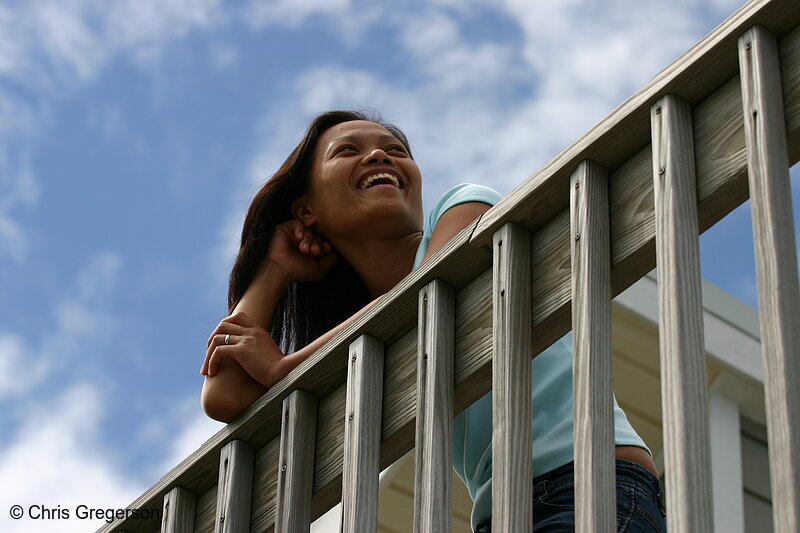 Photo of Young Woman Smiling, Clouds(4668)