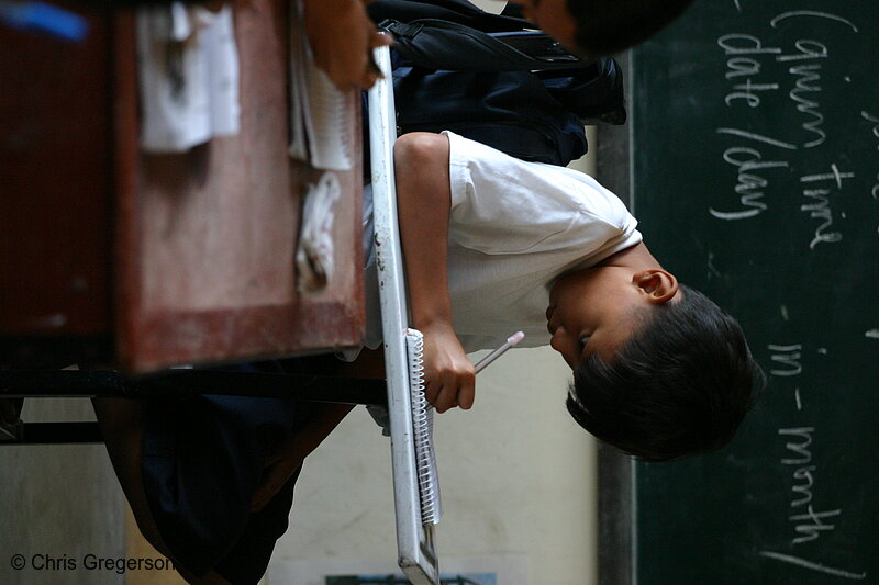 Photo of Filipino Boy Doing Schoolwork in Class(4927)