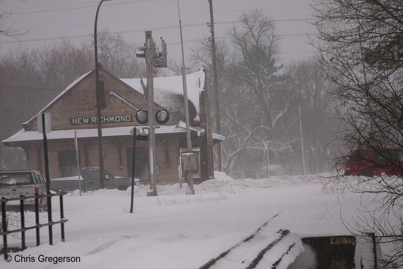 Photo of Rural Wisconsin Train Station in Winter Snowstorm(5037)