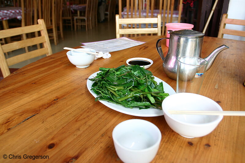 Photo of Steemed Green Leafy Vegetables, Restaurant in Guilin, China(5048)