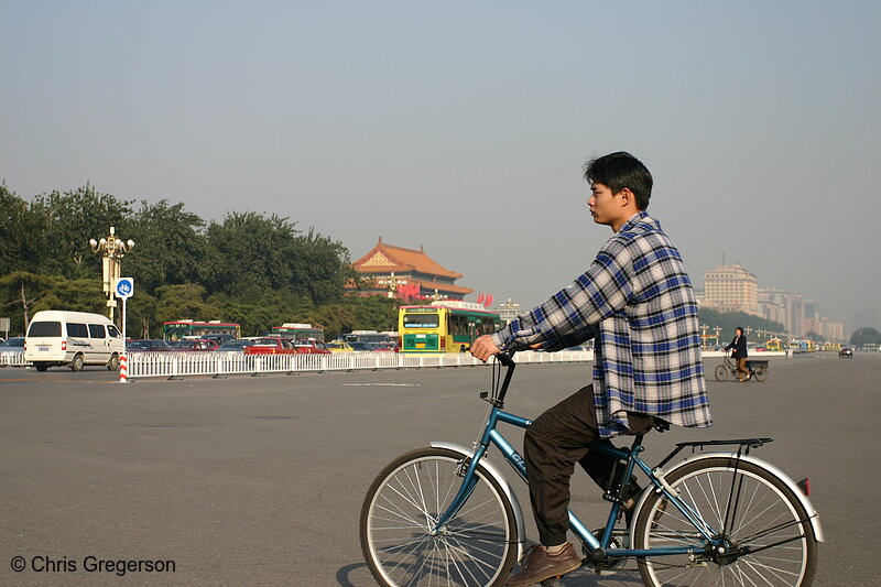 Photo of Man on a Bicycle near the Forbidden City(5171)
