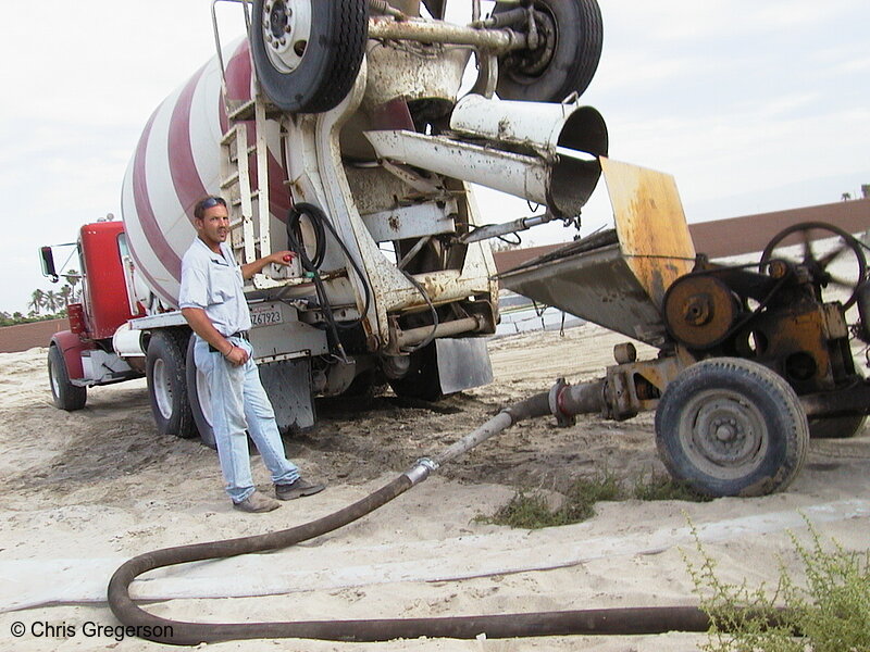 Photo of Marc Dumping Cement from his Mixer(5208)