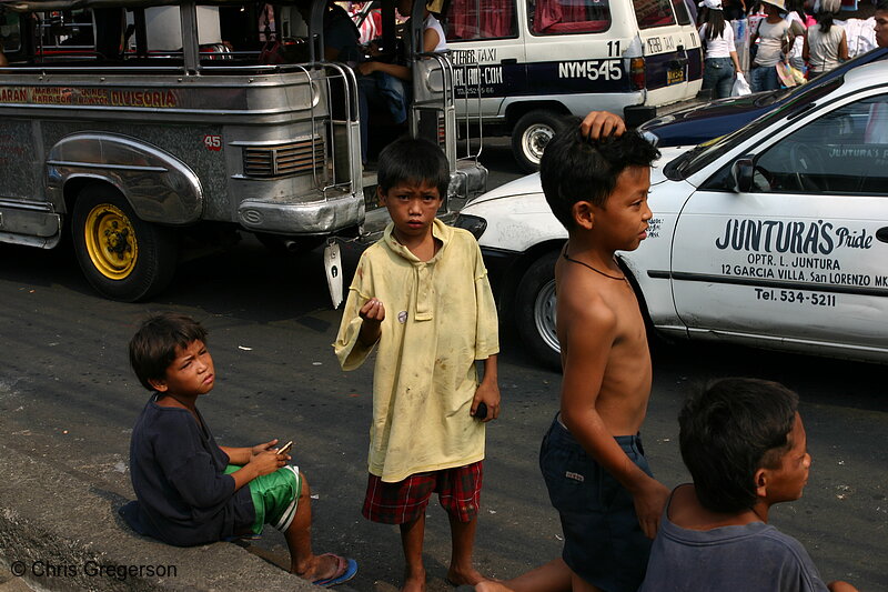 Photo of Street Children Begging for Money, Manila.(5227)
