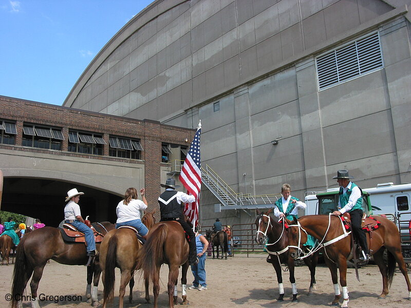 Photo of Horses and Riders Outside the Hippodrome Arena, MN State Fair(5323)