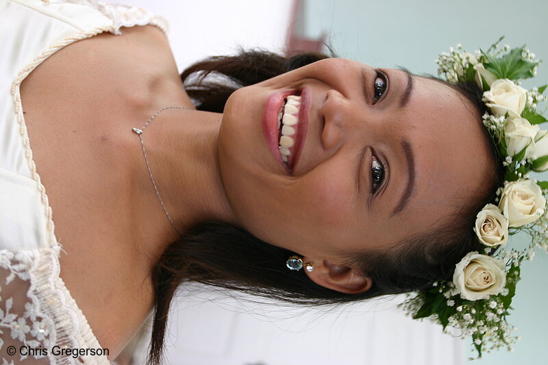 Photo of Portrait of Bride Wearing Flowers in her Hair(5400)