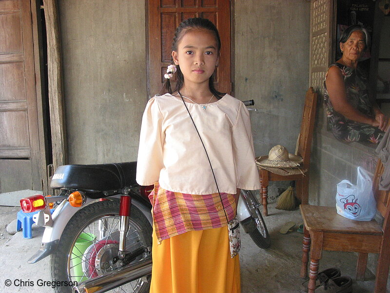 Photo of Young Girl in Traditional Dress, Ilocos Norte, the Philippines(5424)