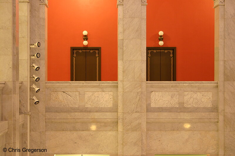 Photo of Elevator Bay, Atrium Balcony, Minneapolis City Hall(5442)