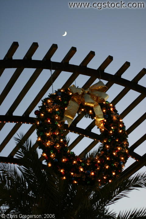 Photo of Christmas Wreath and Cresent Moon, El Paseo, Palm Desert, California(5491)