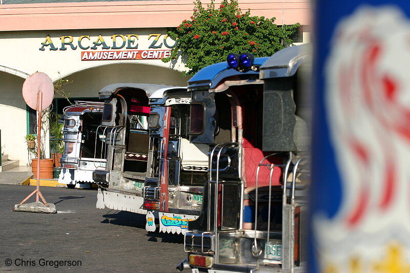 Photo of Row of Jeepneys in a Parking Lot of an Amusement Center(5528)