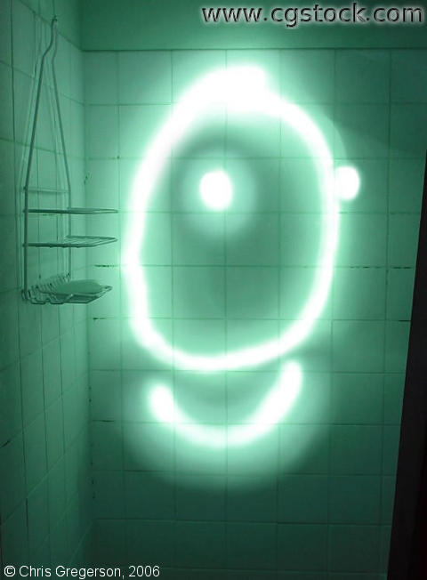 Photo of Green Light Trails in a Darkened Shower(5585)