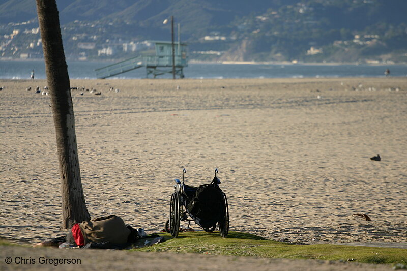 Photo of Parked Wheelchair on Venice Beach, California(5618)