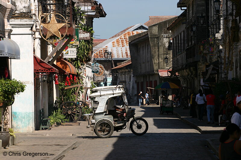 Photo of A Tricycle Passes the Street of Vigan, Ilocos Sur, Philippines(5685)