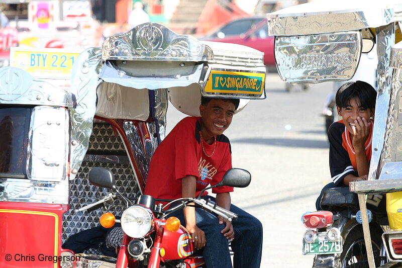 Photo of Boys Laughing on Tricycles in Poblacion, Vigan, Ilocos Sur(5690)