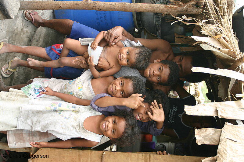 Photo of Father with His Children in Aeta Village, Pampanga(5987)