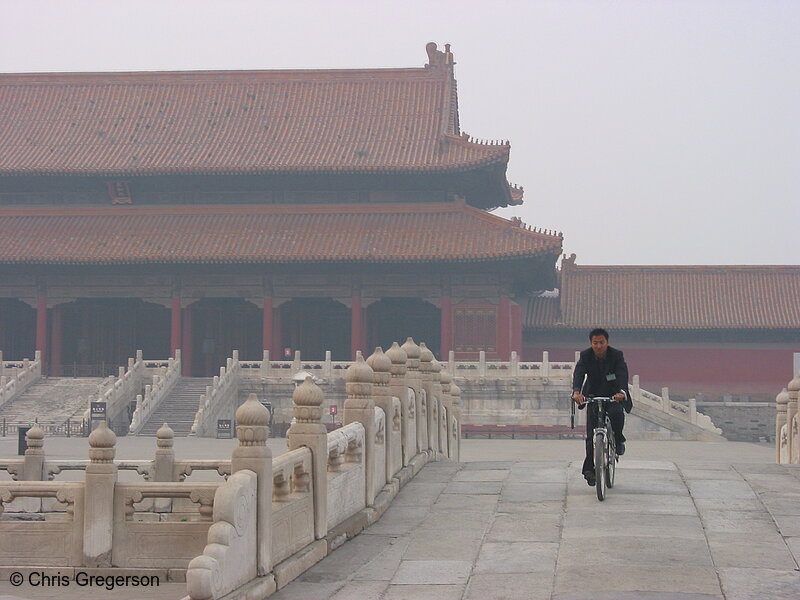 Photo of Cyclist inside the Forbidden City, Beijing, China(6076)