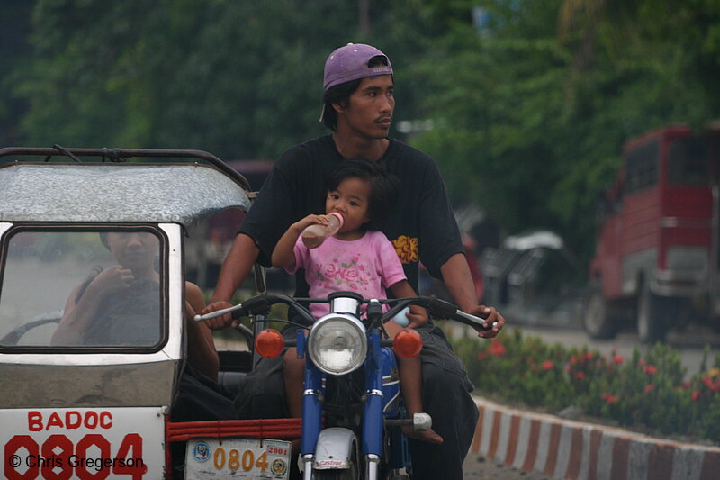 Photo of Toddler Riding on a Motorcycle, the Philippines(6379)