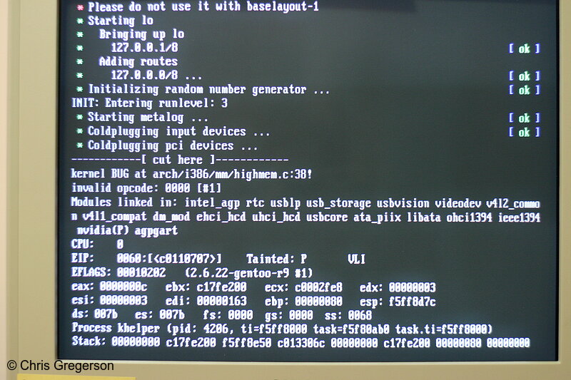 Photo of Linux Crash After Starting /etc/init.d/coldplug(6498)