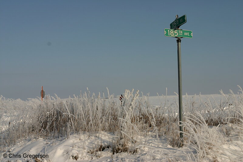 Photo of Street Sign after Frost, Rural Wisconsin(6520)