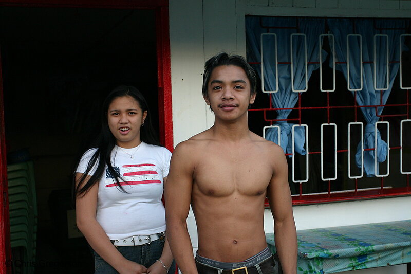 Photo of Man and Woman Outside Restaurant, Sisigan Alley, Angeles City(6599)