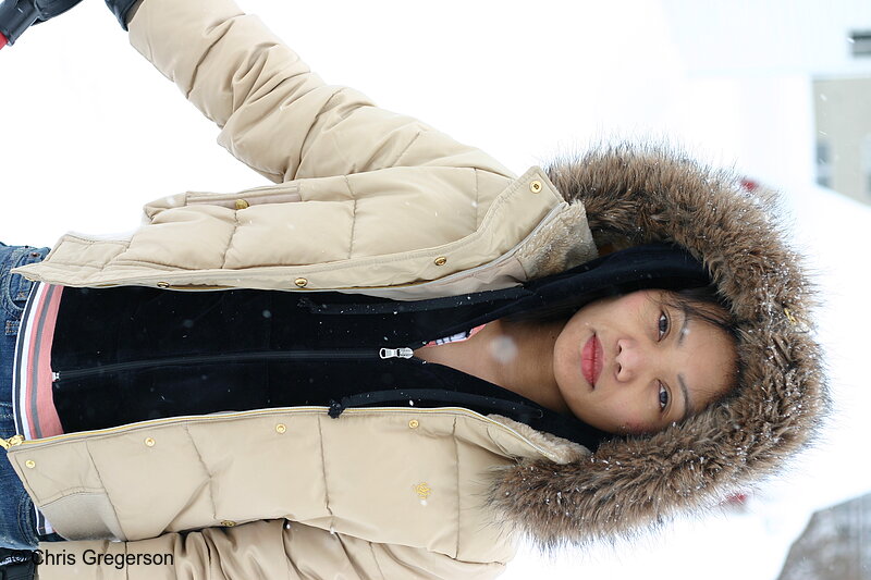 Photo of Young Woman in Winter Coat After a Snowstorm(6829)
