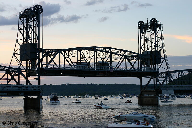 Photo of Stillwater Lift Bridge at Dusk (Raised)(6884)