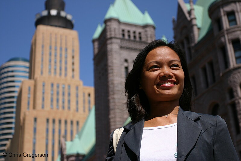 Photo of Asian Woman Outside Minneapolis City Hall(6995)