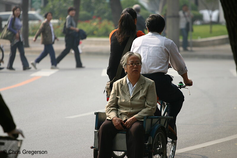 Photo of Woman Passenger on Bicycle, Beijing, China(7048)