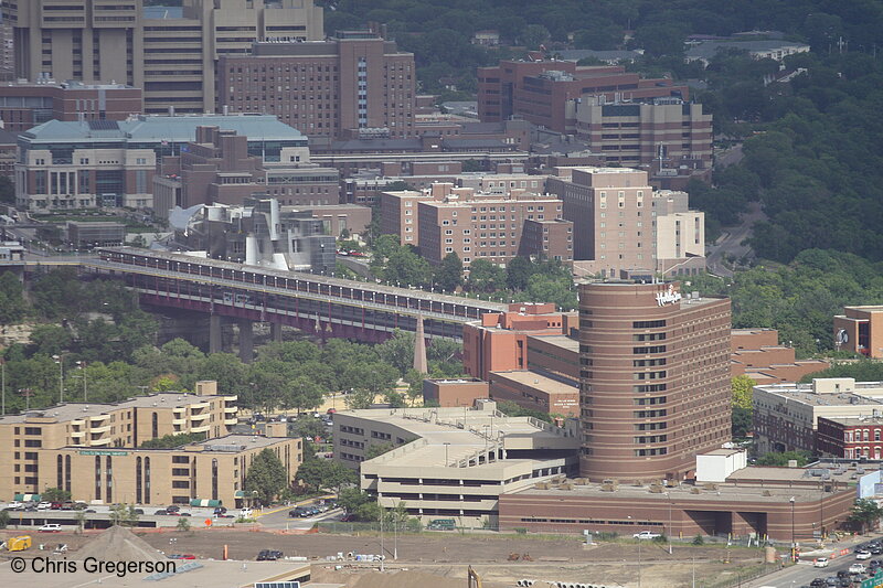 Photo of Aerial View of the Washington Avenue Bridge, Minneapolis Campus, U of M(7140)