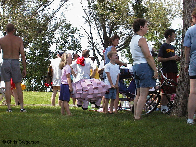 Photo of Children Holding Milk-Carton Pig(722)