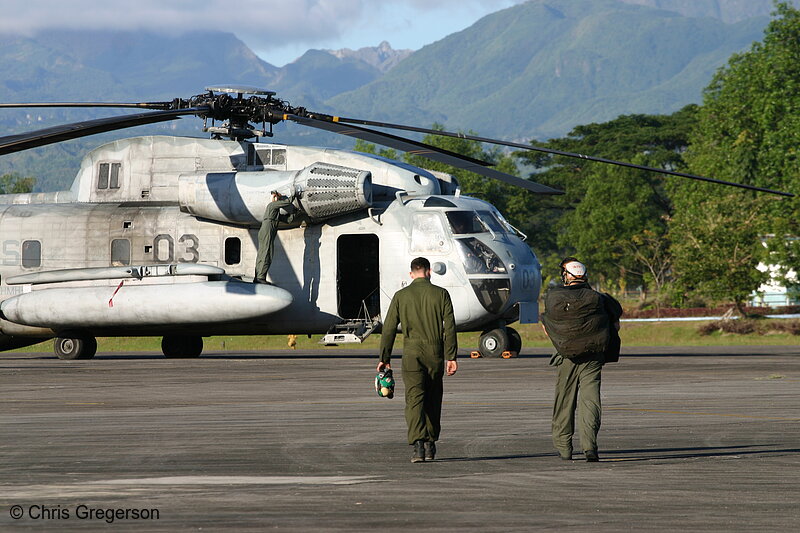 Photo of Marine Helicopter Pilots Walking to a Sea Stallion(7538)