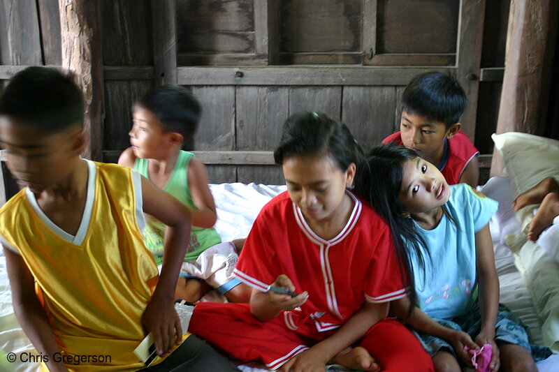 Photo of Nieces and Nephews Playing on the Bed, Philippines(7667)